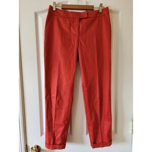 Akris Punto Cropped Ankle Trousers Brick Red Size 6 Cuffed Hem Stretch Cotton